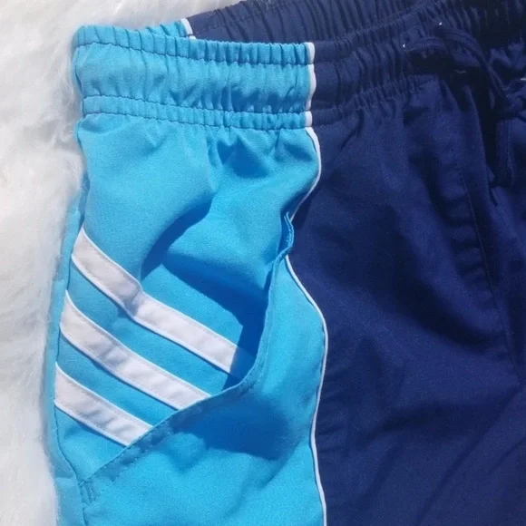 RARE Vintage ADIDAS high waisted running Shorts bright Blue White & Navy striped - Picture 6 of 12